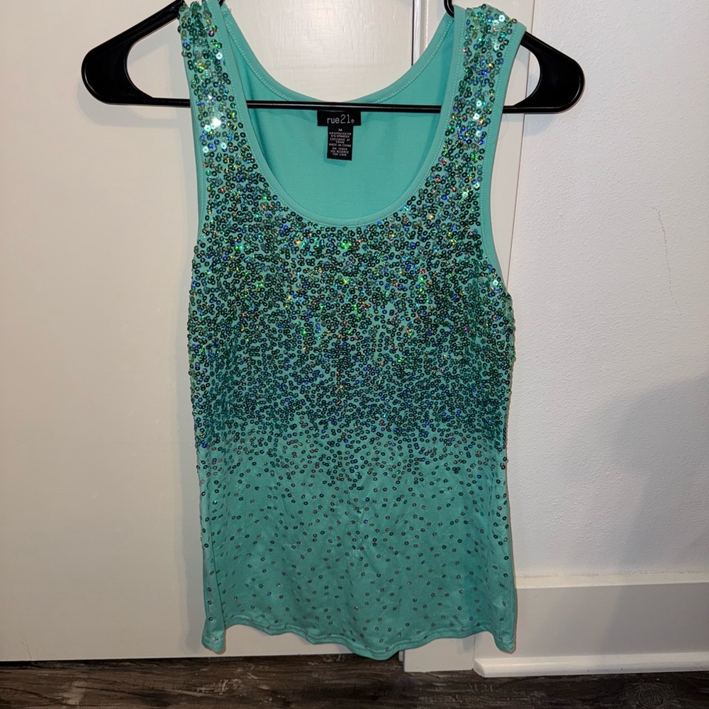 Rue21 Sparkling Sequin Tank Top - Teal